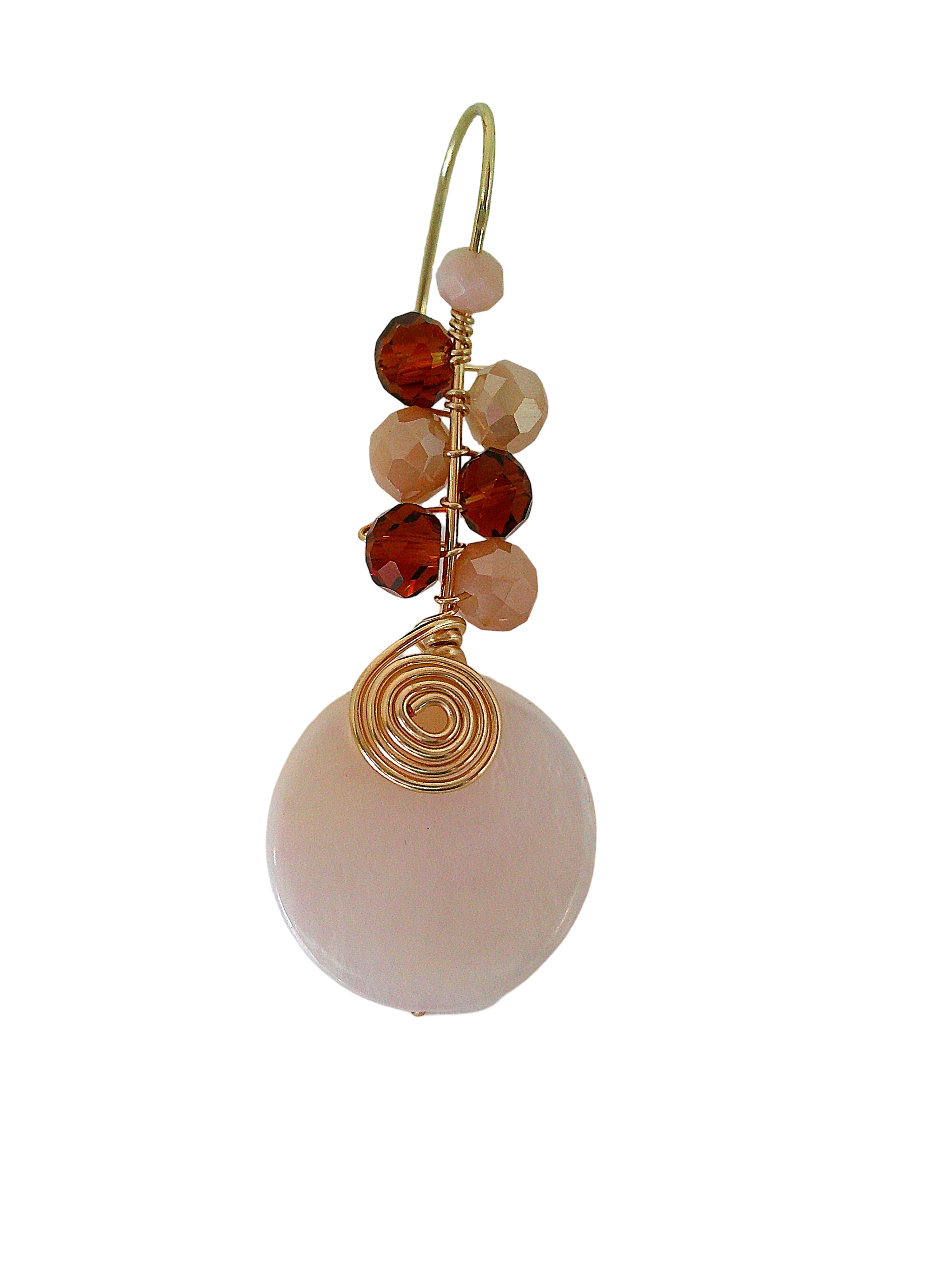 Aretes de concha plana con cristales