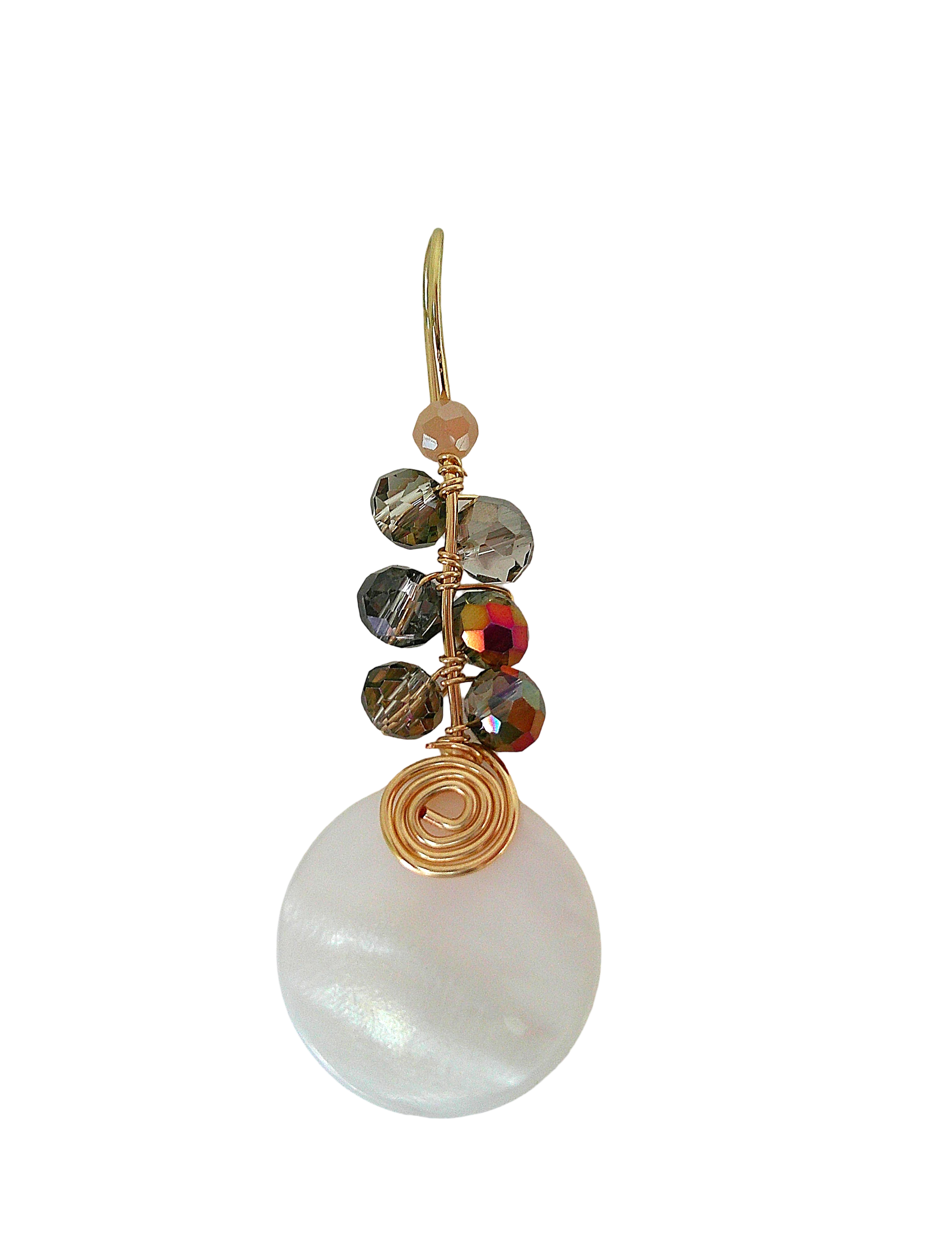 Aretes de concha plana con cristales