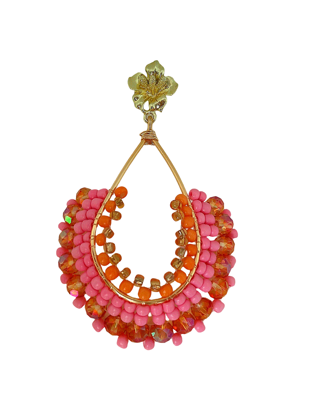 Aretes Artesanales en Tonos Coral y Oro –"Coral Sunset"