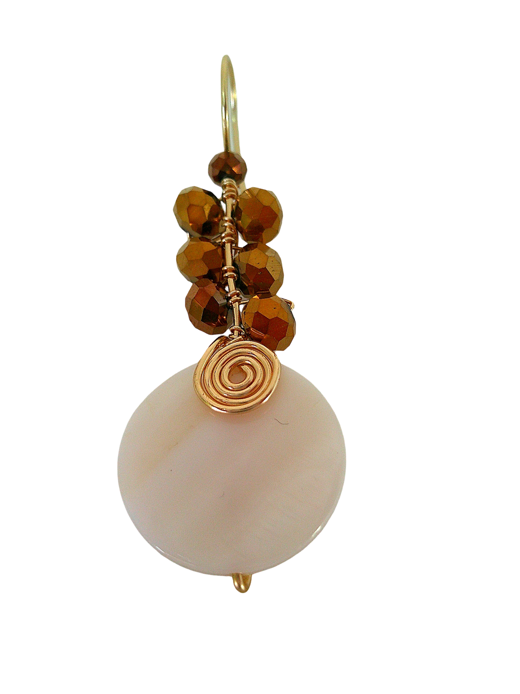 Aretes de concha plana con cristales