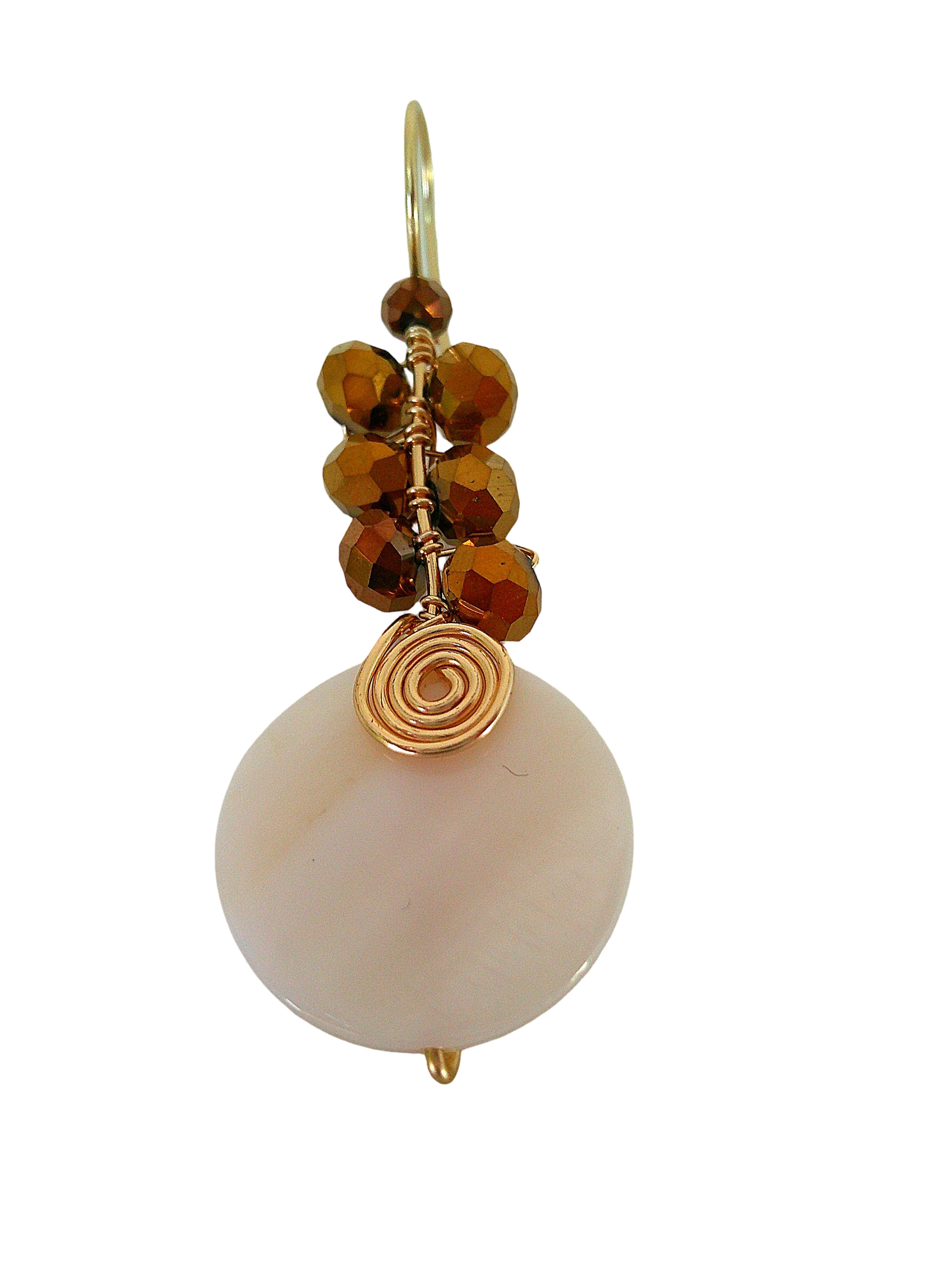 Aretes de concha plana con cristales