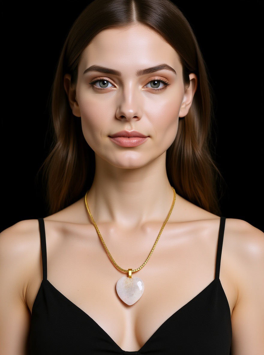Collar Corazón Negro con Cadena Dorada ensamblado a mano
