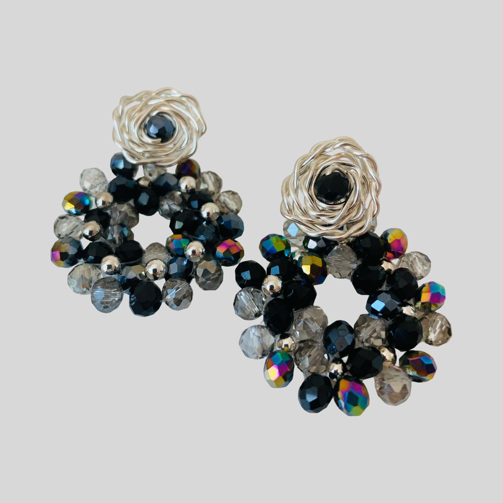 Aretes Flor de Ámbar Dorado hechos a mano