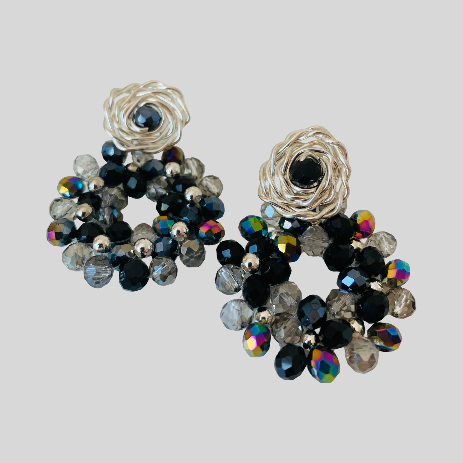 Aretes Flor de Ámbar Dorado hechos a mano