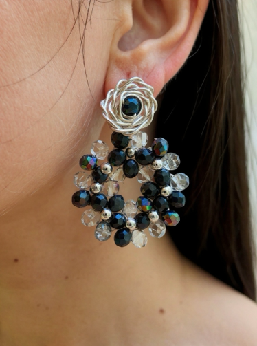 Aretes Flor de Ámbar Dorado hechos a mano